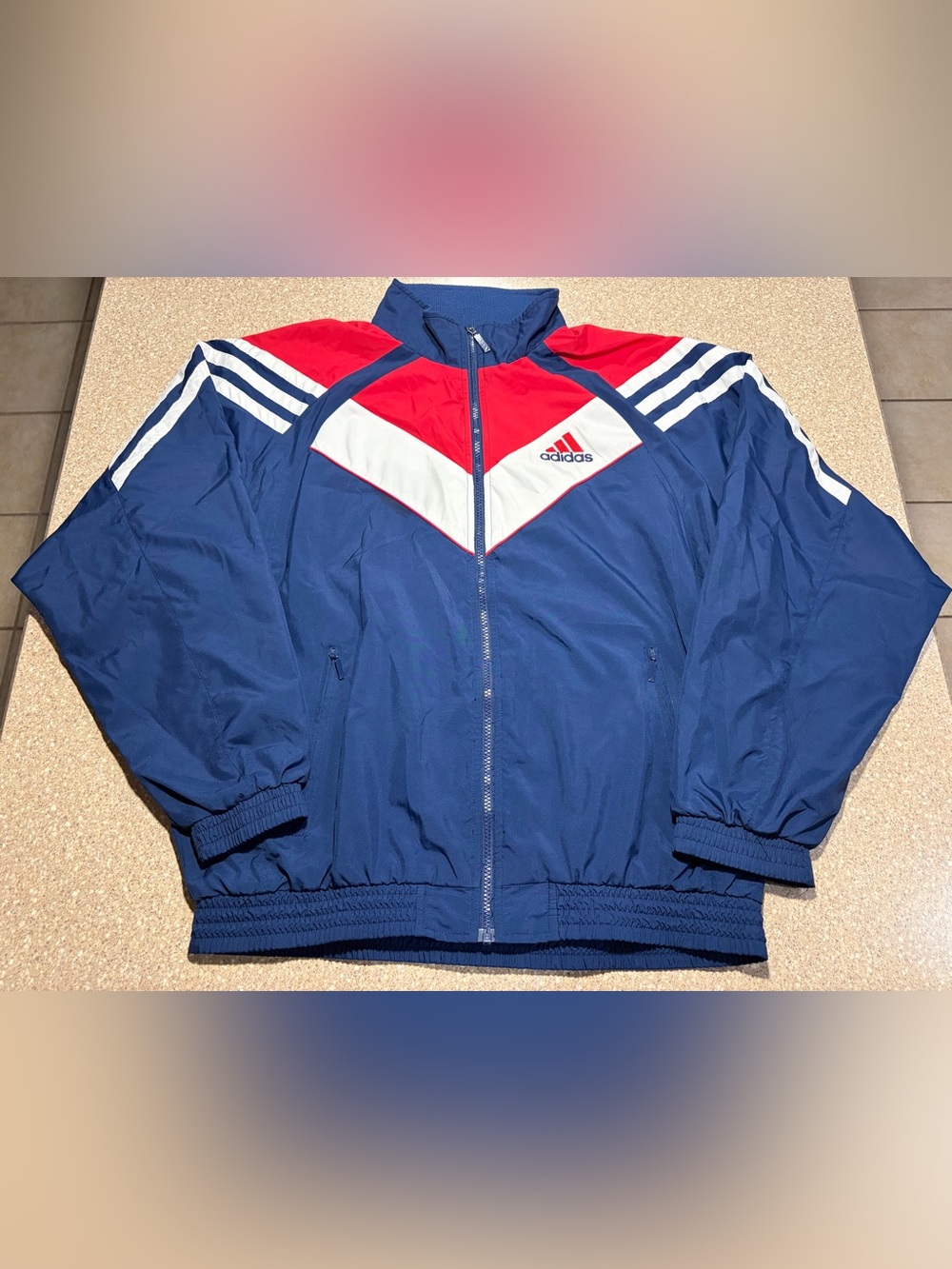 Vintage Adidas Windbreaker Full Zip Jacket Red /White / Blue Men’s Medium (M)